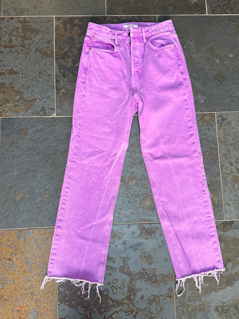 GRLFRND Mica cropped in electric Purple  straight-leg jeans size 27 $228 MSRP